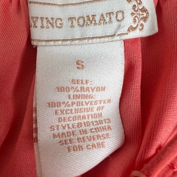 Flying Tomato Topical Orange Maxi Dress Size Small Embroidered Lined Cruise - Picture 9 of 11